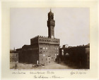 Sommer. Italie, Firenze, Piazza della Nignoria, Palazzo Vecchio  Vintage albumen