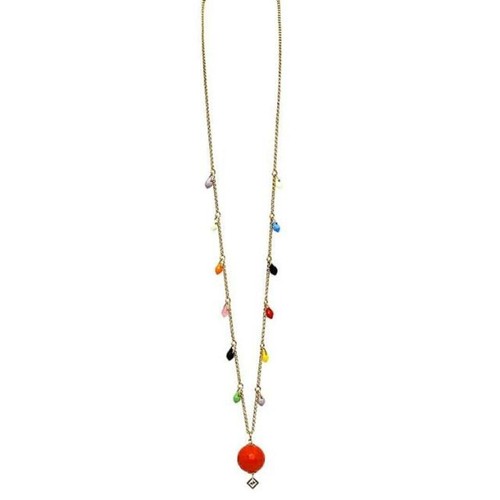 Collana Lunga Fendi Oro Arancione Multicolore Gp Bijou Usata Vintage Perline