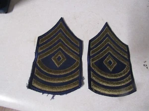 MILITARY PATCH SET OF 2 US ARMY RANK FIRST SERGEANT SEW ON OLDER KOREA WAR ERA - Picture 1 of 2