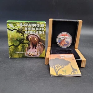 Niger 1000 Francs Conservation Wildlife Hippo Fauna w/ Crystal Silver Coin 2012 - Picture 1 of 9