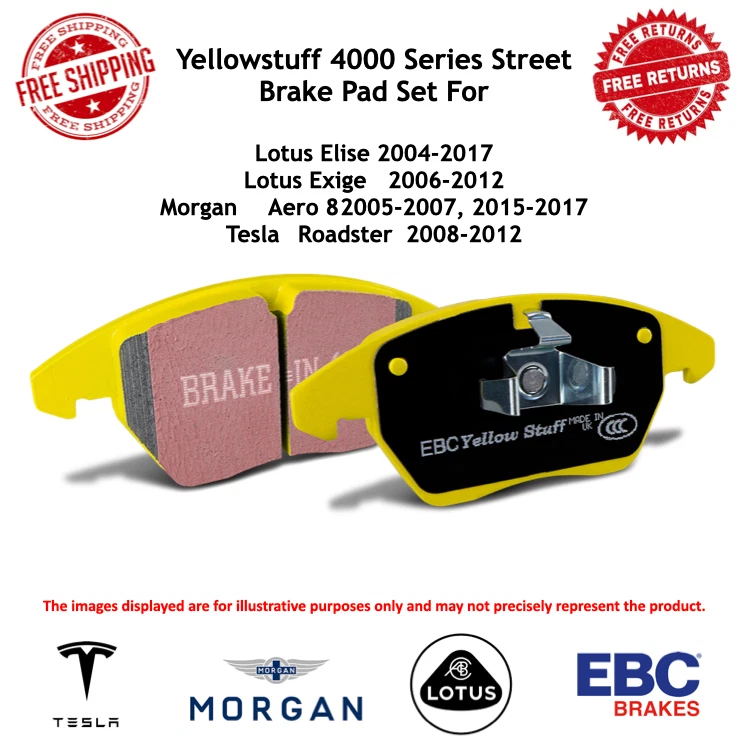 Juego de pastillas de freno delanteras/traseras EBC Yellowstuff 4000 para Lotus / Morgan Aero 8 / Tesla Foto 1 de 4