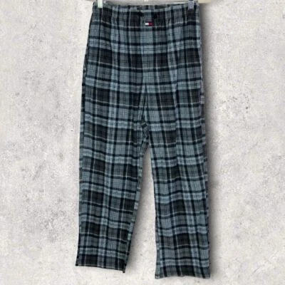 Pantalones de pijama Tommy Hilfiger azul a cuadros polar talla mediana bolsillos pantalones de pijama Foto 1 de 4