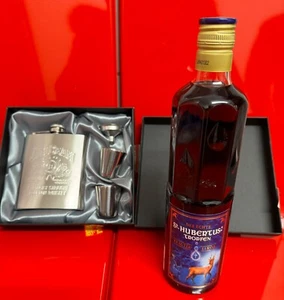 Jim Beam Flachmann Edelstahl Komplett Set OVP + 1 x Hubertus Tropfen 0,35L - Bild 1 von 5