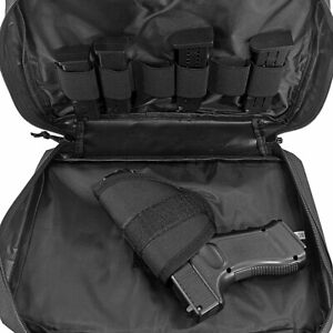 Tactical Attache Pistol Case Hunting Shooting Range Handguns Bag Magazine Pouch