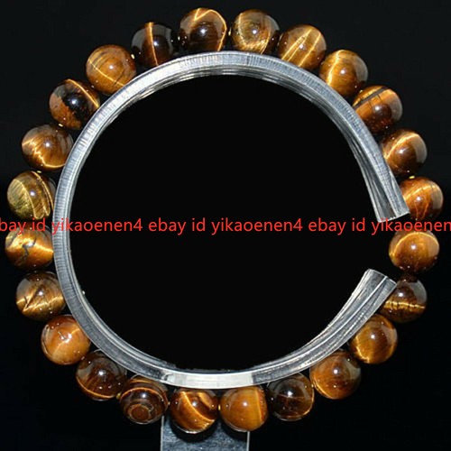 VALENTINO Bracciale elastico 6 8 10 12 14 mm tondo occhio di tigre giallo pietre preziose naturali 7 5''