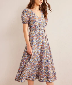 BODEN Full Skirt Panelled midi dress size 14 reg multi-floral D0503 b73a - Picture 1 of 8