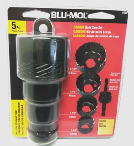 NUEVO BLU-MOL 5 PIEZAS Kits de Sierra de Agujero de Acero al Carbono #6560 PARA MADERA 2 1/8" - 1 1/8" - Imagen 1 de 8