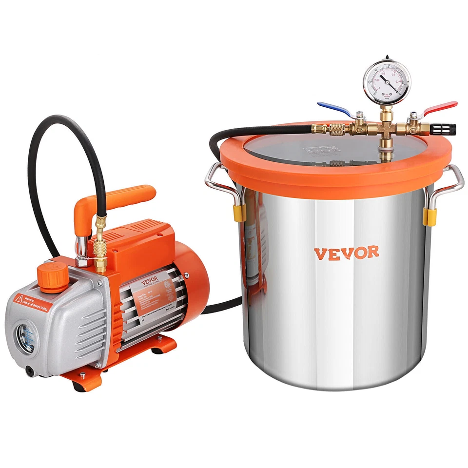 Vevor TW-1K 5 Gallon Stainless Steel Vacuum Chamber and 3.5 CFM Single Stage Pump