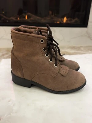 Justin Original Junior Botas Roper Cuero Con Cordones Jóvenes Niños Talla 8 Marrón Usadas en Excelente Condición Foto 1 de 4
