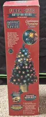 VTG 32 Inch Fiber Optic Christmas Tree W/ Base Ball Ornaments Kaleidoscope EUC  - Image 1 of 4