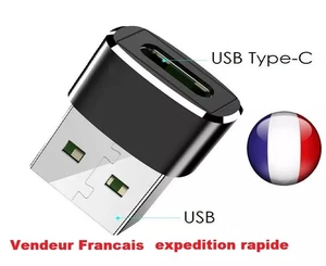 Adaptateur USB type C vers USB A 3.0 Mâle Transfert Données Charge Rapide PC Mac - Photo 1 sur 7