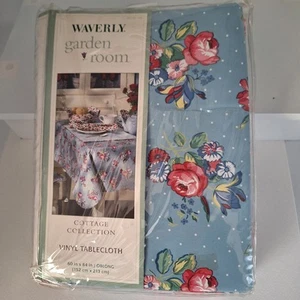 Waverly Tablecloth Garden Room Cottage Coll 60 x 84 oblong Vinyl seats 6 - 8 - Picture 1 of 9
