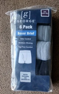 Paquete de 6 calzoncillos boxer George algodón gris/negro para hombre talla 2XL (44-46) NUEVOS - Imagen 1 de 3