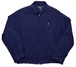 Vintage POLO RALPH LAUREN Bomberjacke Harrington Zip Navy Blau Gefüttert Große L - Bild 1 von 11