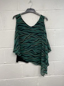 KLASS Green Asymmetric Layered Black Leopard Sleeveless Tunic BNWT UK12 PD - Picture 1 of 9