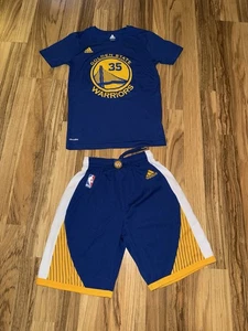 Adidas Golden State Warriors Sz 8 NBA Boys Outfit Shorts T-shirt Dri-fit 35 KD - Picture 1 of 4