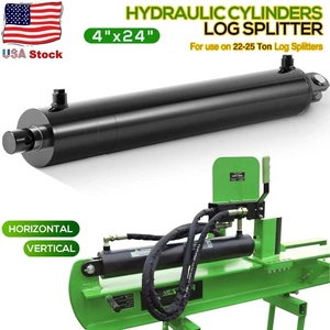 Log Splitter Hydraulic Cylinder 4.0" Bore x 24" Strokex 1.75" 3500PSI 22-25 Tons - Picture 1 of 10
