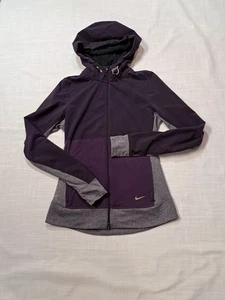 Nike DriFit Running S Womens Hooded Jacket Swoosh Athletic Outdoor Hiking Purple - Picture 1 of 10