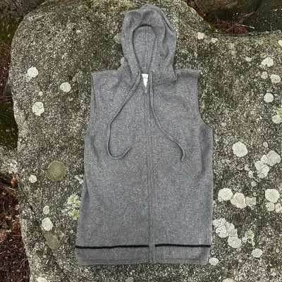 Chaleco Suéter Neiman Marcus Cashmere Para Hombre Gris Cachemira Con Capucha Cremallera Talla XL Foto 1 de 4