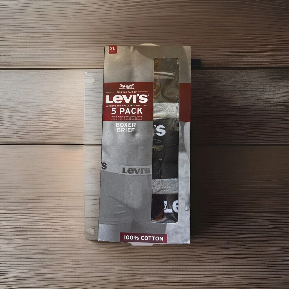 Levi's Boxer Brief 100 Cotton 5 Pack Contour Pouch Medium 32-34