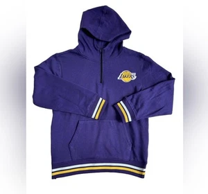 Kids Official NBA purple LA Lakers 1/4 zip pullover hoodie SZ 10/12 NWT pockets - Picture 1 of 10