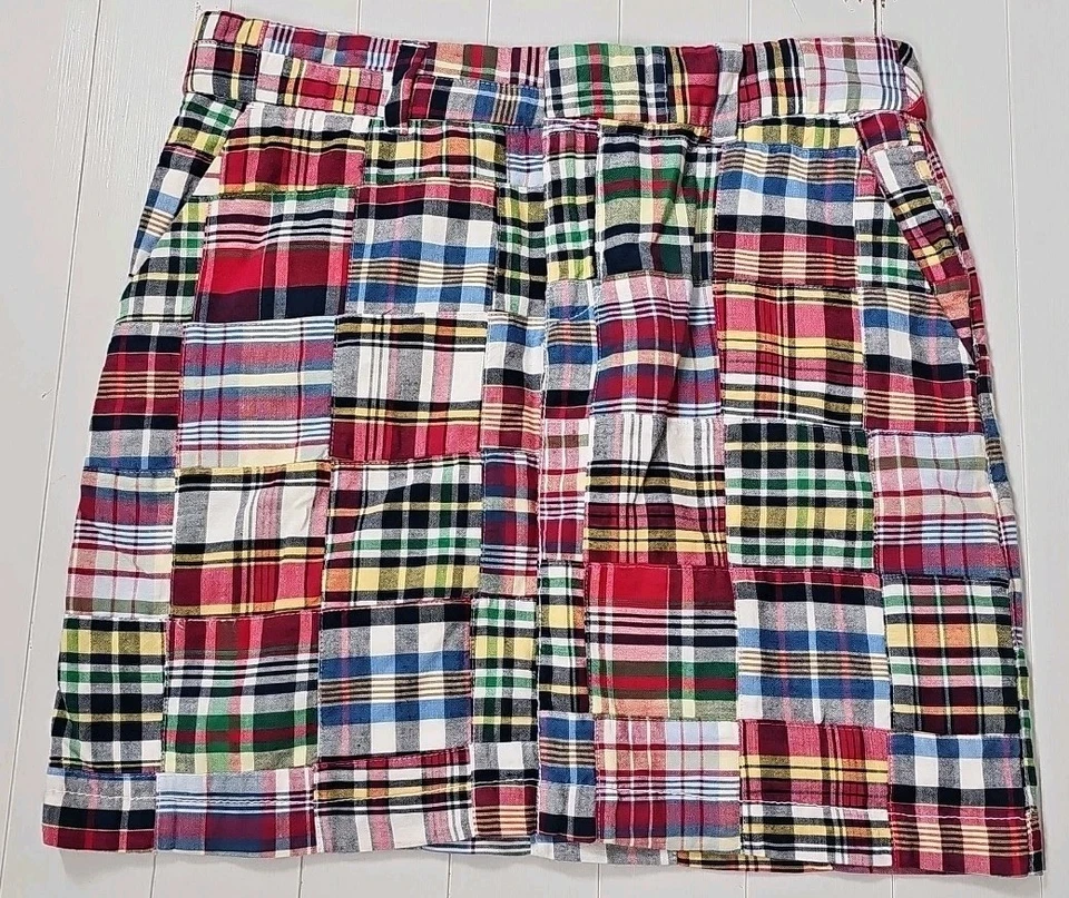 Minifalda a Cuadros Madrás Caqui Británico Talla 2 Multicolor Retro 100% Algodón Foto 1 de 4