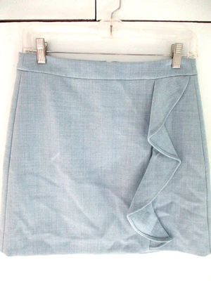 Y2K J. Minifalda lápiz Crew 100 % lana azul claro con volantes talla 4 Foto 1 de 4