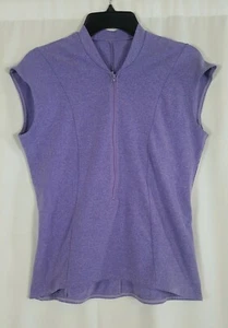 Camiseta sin mangas Terry Precision púrpura para mujer sin mangas 3/4 bolsillos con cremallera talla grande - Imagen 1 de 11