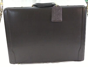 Vintage PIERRE CARDIN Dark Brown Locking Leather Briefcase - Picture 1 of 9