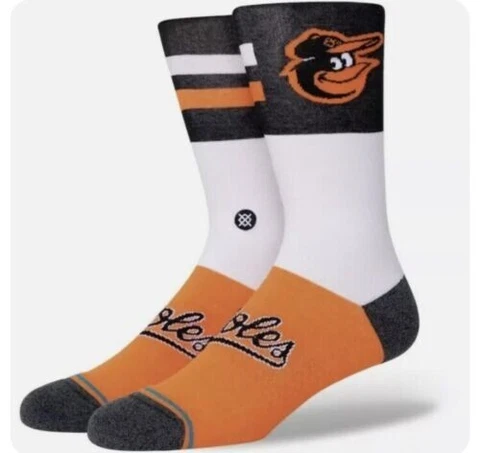 NWT Men's Medium 6-8.5 Stance MLB Baltimore Orioles BALT Color Crew MD M Socks Cover