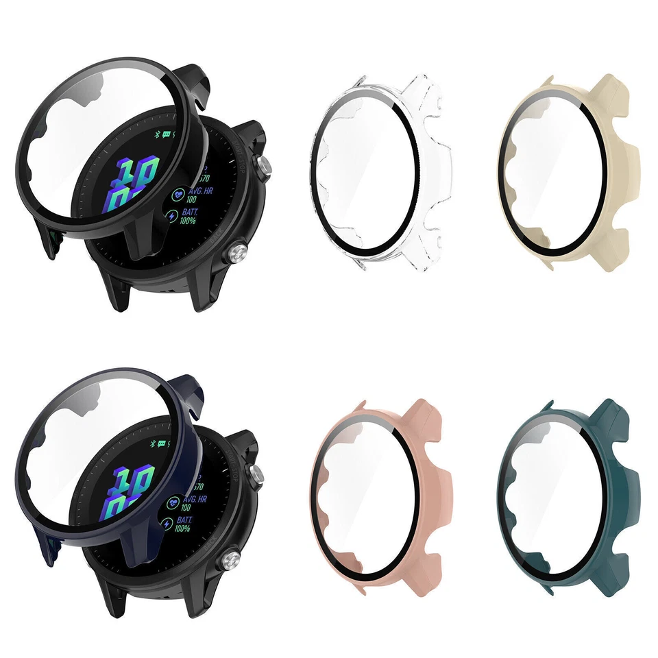 For Garmin Forerunner 955 Solar Watch PC Glass Full Screen Protector Case Cover