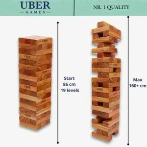 XXXL Riesen Garten Wackel Turm bis 160 cm, Hartholz-Blöcke, Mega Wackelturm - Bild 1 von 3