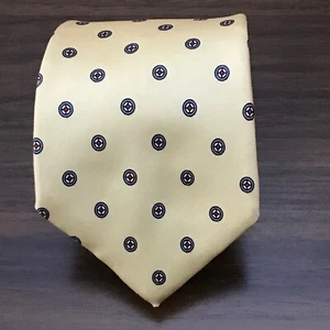 Vintage Christian Dior Silk Necktie Yellow Geometric Medallion Print Made USA - Picture 1 of 6