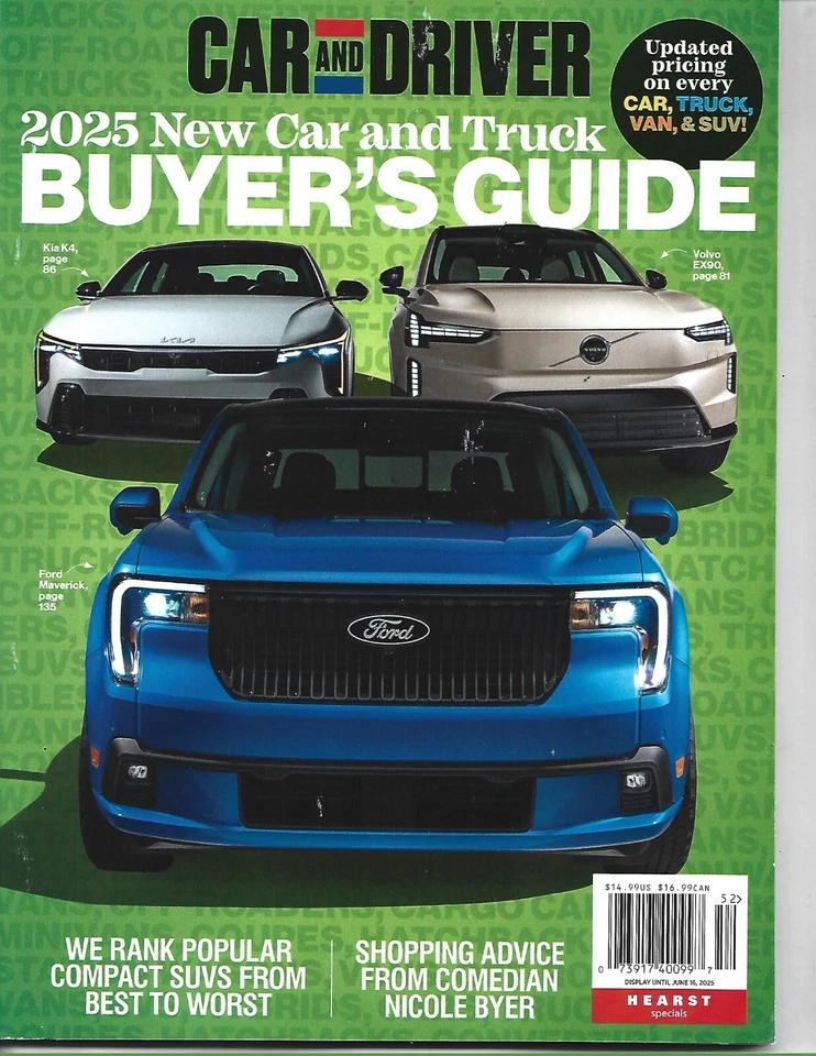 2025 CAR AND DRIVER MAGAZINE BUYER'S GUIDE TRUCKS COMPACT SUVS VANS FORD KIA ++ - Image 1 of 1