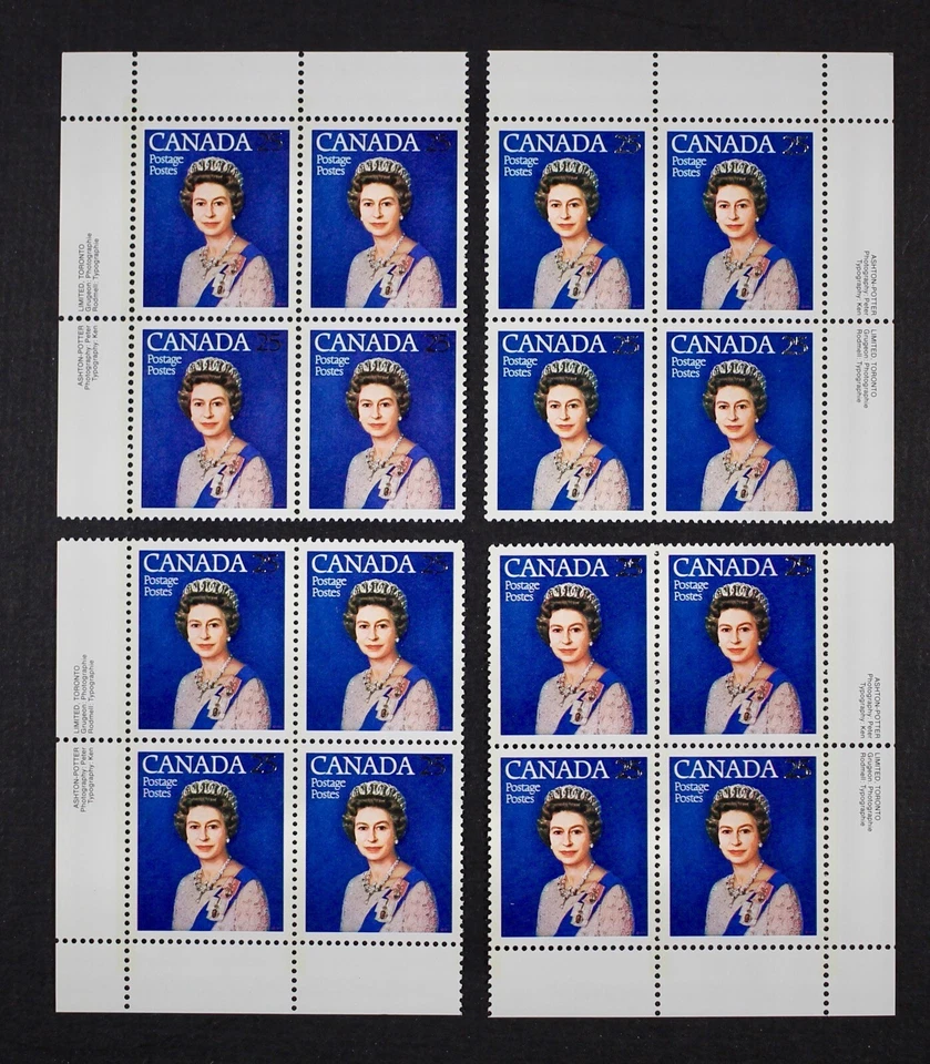 CANADA 1977 #704, 25c QEII 25th Coronation set of 4 Matched Plate Blocks Mint NH - Image 1 of 1