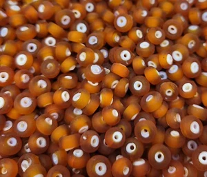 200 VTG Ceramic Lined Orange Frosted Glass 6-7mm Rocaille Beads Jewelry Crafts - Picture 1 of 2