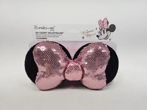 The Crème Shop Minnie Mouse 3D Teddy Plush Spa Headband Pink Sequins - Picture 1 of 2