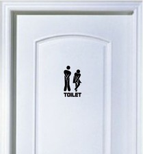 Black Removable Bathroom Toilet Seat Entrance Sign Wall Sticker Vinyl Art Decals