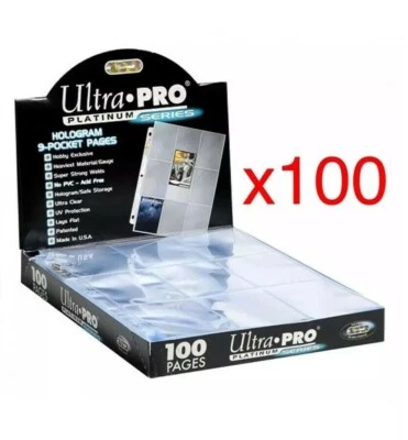 100 x TARJETA COLECCIONABLE ULTRA PRO PLATINO 9 BOLSILLOS página funda NBA AFL MTG POKEMON Foto 1 de 3