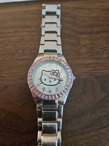 Sanrio Hello Kitty Watch Stainless Steel Silver Women/Girls Pink New Batteries - Picture 1 of 4
