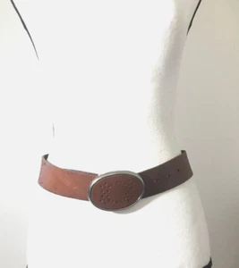 Aeropostale Belt Women's Small Brown Cognac Leather Perforated Casual Ladies - Picture 1 of 12