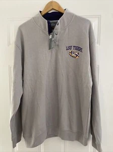 LSU Tigers Men's Qtr Snap Pullover Sweatshirt by Knight's Apparel - Adult L -NWT - Picture 1 of 5