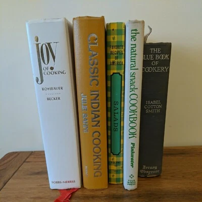 VTG Cookbook LOT 5 HC 1930 - 1980s Recipes Kitchen Shelf of Books Staging - Image 1 of 4