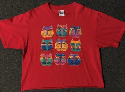 Camisa corta arte pop gatos vintage años 90 L puntada única animal abstracto playa grunge años 80 Foto 1 de 4
