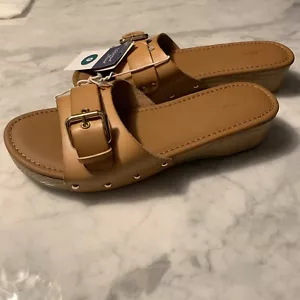 Women's Kora Faux Wood Bottom Sandals - Universal Thread - Cognac Size 9 - Picture 1 of 7