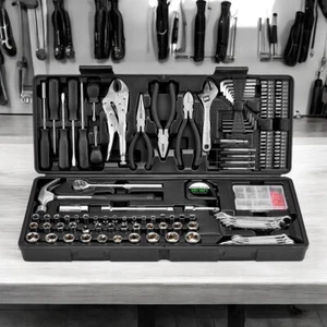 Pittsburgh 130 Piece Tool Set With Blow Mold Storage Case Screwdrivers Wrenches - Picture 1 of 9