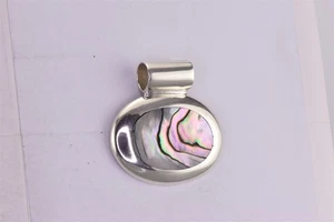 Colgante de plata de ley 925 con abulón ovalado de 37 mm x 27 mm 17 g - Imagen 1 de 6