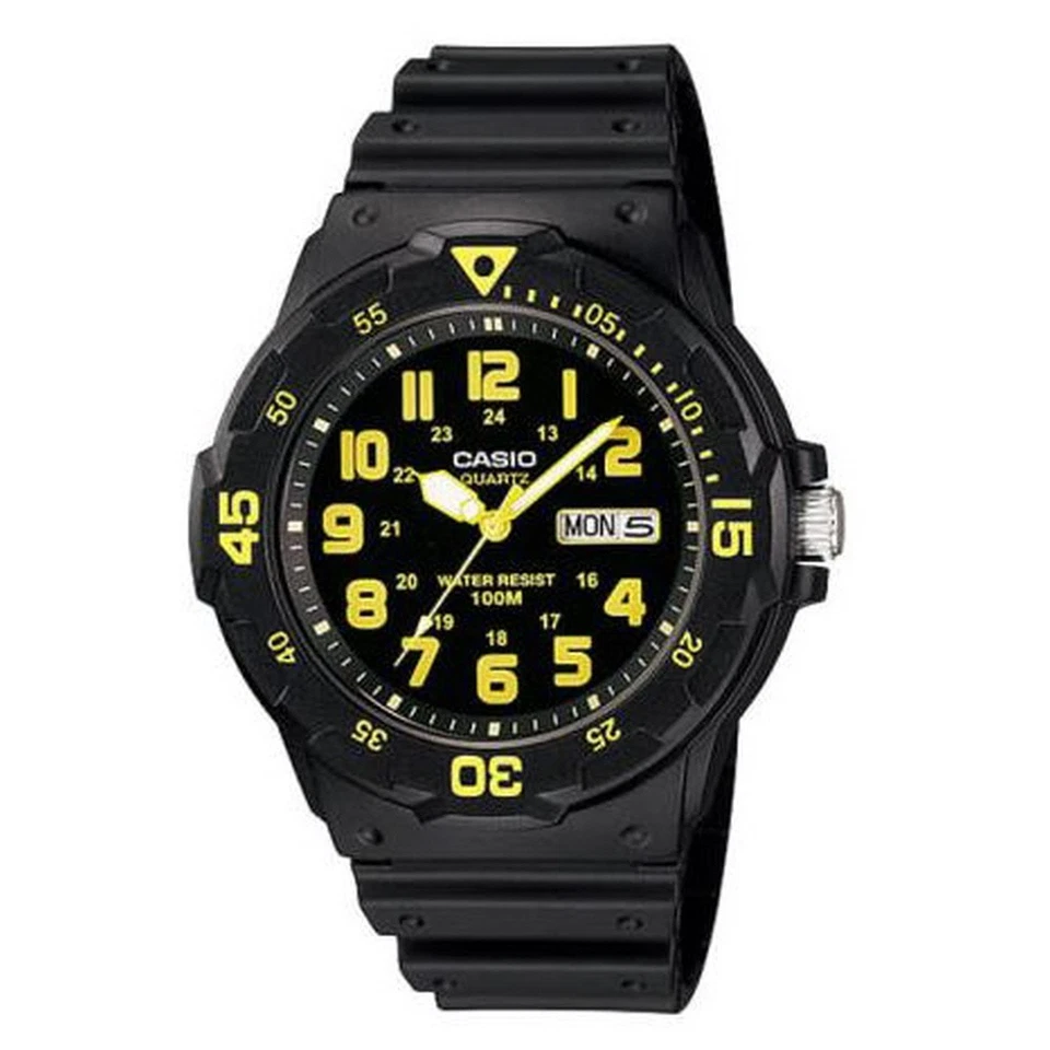 MRW-200H-9B Casio Men's black Rubber Strap Day Date 100M Analog Sports Watch