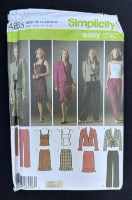 Simplicity 4885 Misses Top, Pants, Skirt, Jacket, Scarf 2004 Pattern 14-22 Uncut - Image 1 of 2