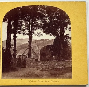 Iglesia de Patterdale, vista estéreo vintage del siglo XIX de una iglesia británica histórica - Imagen 1 de 4